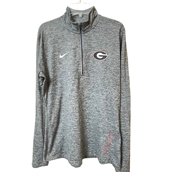 Nike Georgia Bulldogs Women's Quarter 1/4 Zip Dri-FIT Pullover Gray Red - Medium - Picture 2 of 8